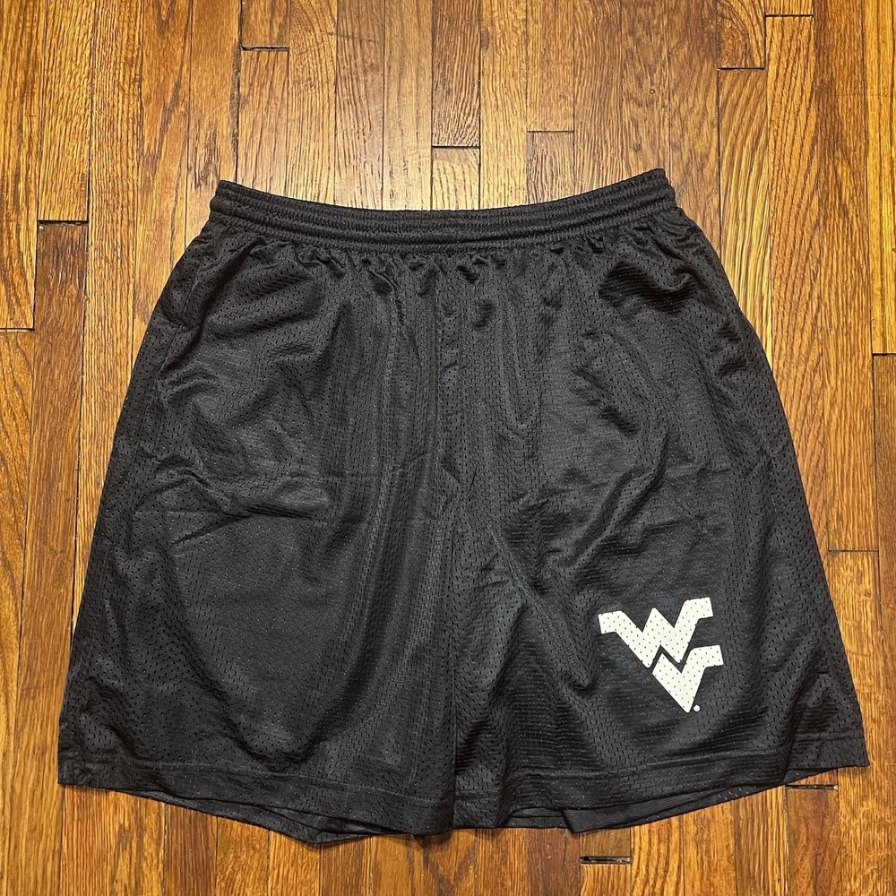 West Virginia University Sportek Shorts Size Medium Black Polyester Preowned